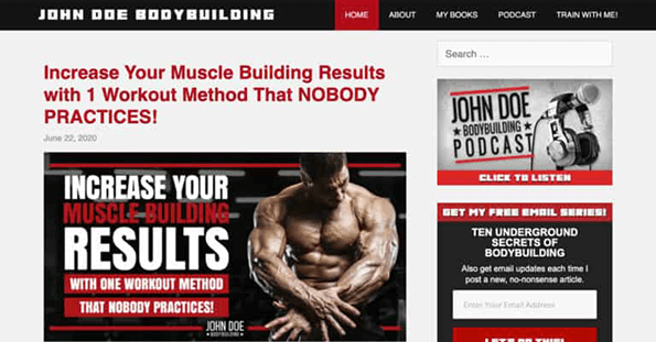 John Doe Bodybuilding website home page